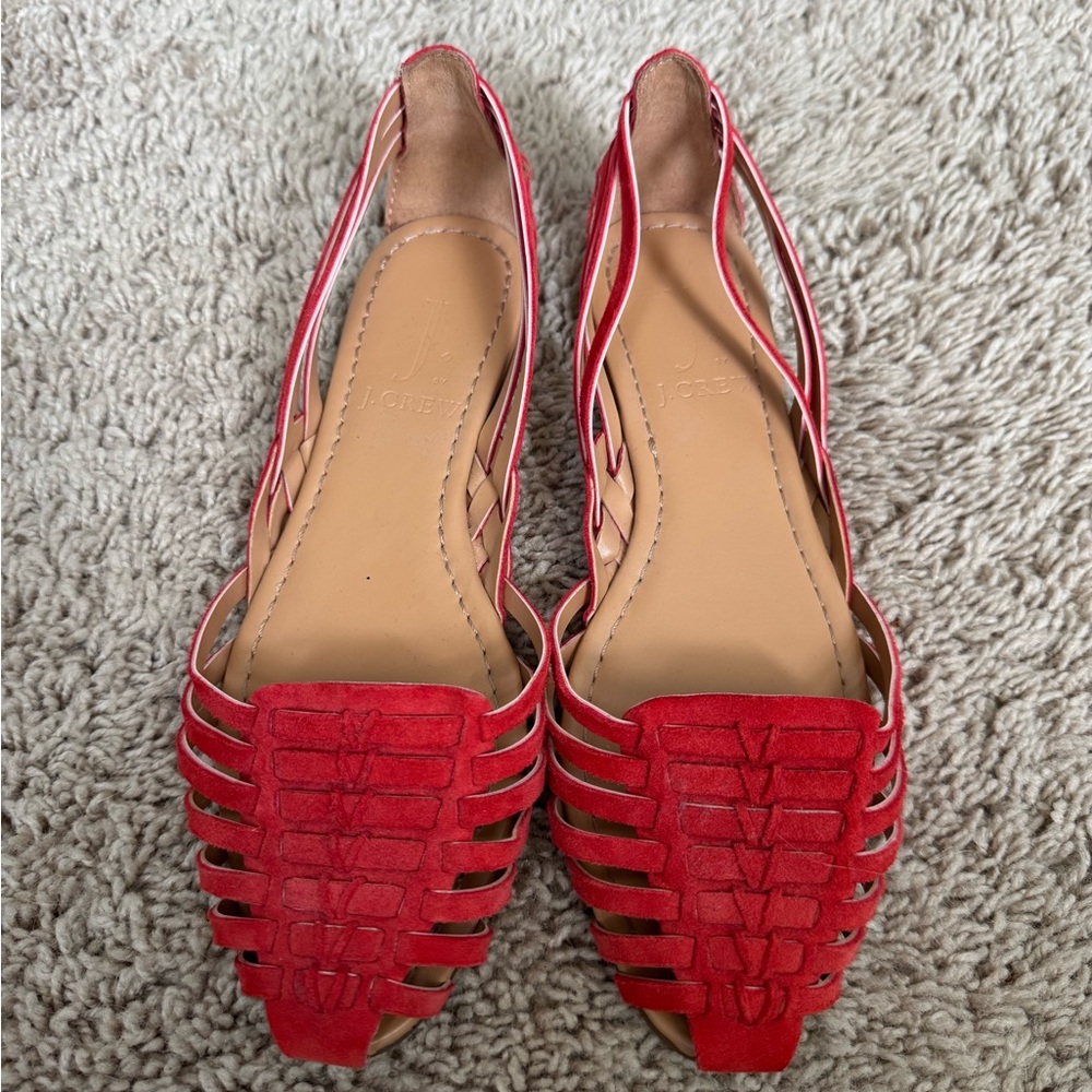 Red Women's Slingback Sandals JCrew size 5 runs large VGUC worn twice